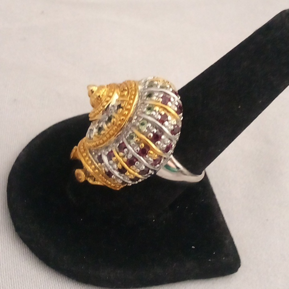 Man's Unique Ruby Encrusted Snail Ring Size 9.75 - image 4